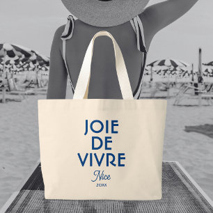 Bolsa Tote Grande Joie De Vivre Belo Ano Personalizado Francês