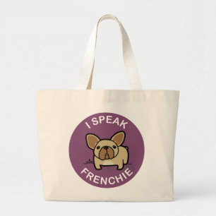 Bolsa Tote Grande Jovem corça roxa eu falo Frenchie