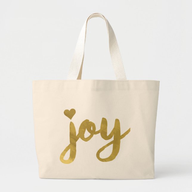 Bolsa Tote Grande Joyful Eu tenho alegria Cheio de alegria da arte D (Frente)