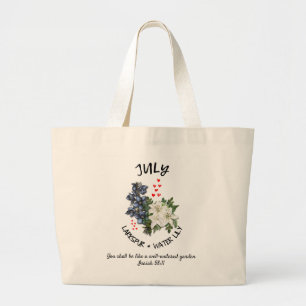 Bolsa Tote Grande JULY Birth Mês Flor Personalizado Christian