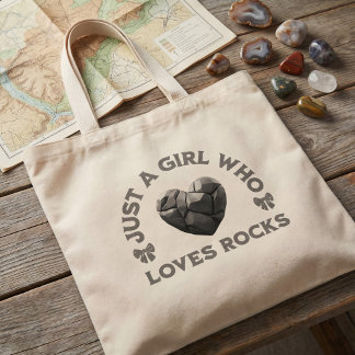 Bolsa Tote Grande Just a Girl Who Loves Rocks Geology Heart