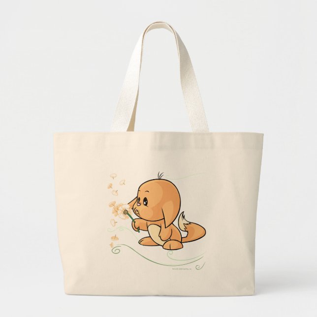 Bolsa Tote Grande Kacheek alaranjado que deseja em um dente-de-leão (Frente)