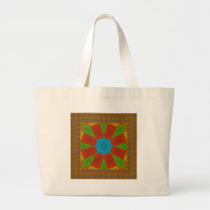 Bolsa Tote Grande Kaleidoscope Bloom Uma Cor Vibrante de Estampa Afr
