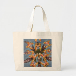 Bolsa Tote Grande Kaleidoscope Girafa Mandala: Arte Safari Abstrato