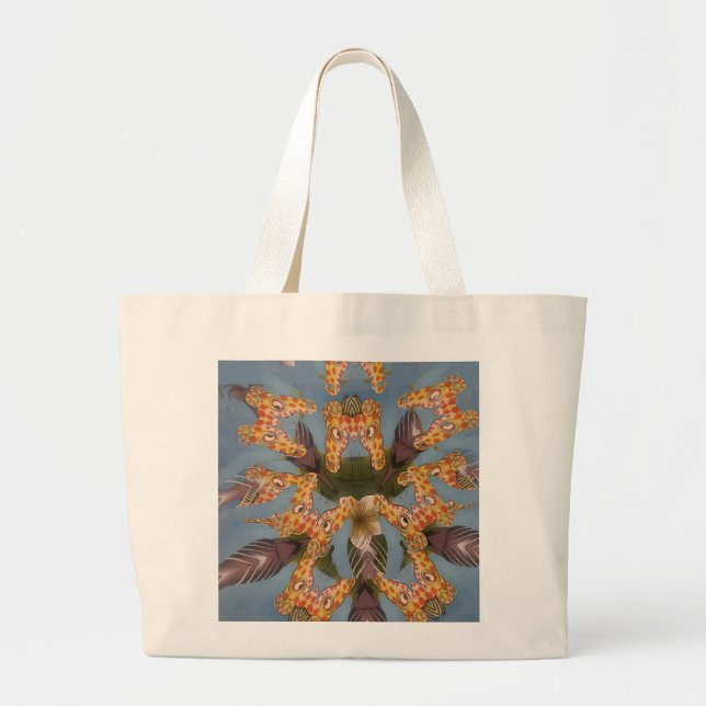 Bolsa Tote Grande Kaleidoscope Girafa Mandala: Arte Safari Abstrato (Frente)