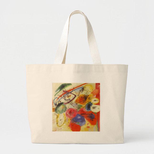 Bolsa Tote Grande Kandinsky Black Trakes Abstrato Painting (Frente)