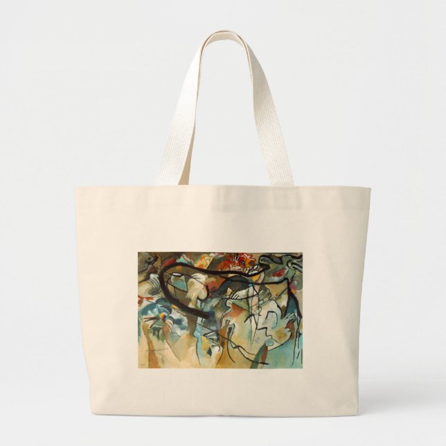 Bolsa Tote Grande Kandinsky Composition V Abstrato Pintura (Frente)