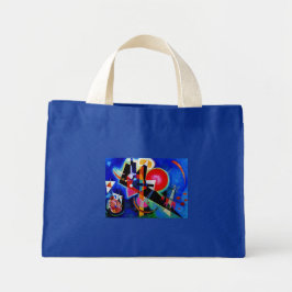 Bolsa Tote Grande Kandinsky na pintura de Abstrato azul