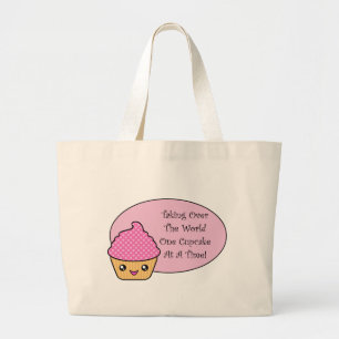 Bolsa Tote Grande Kawaii que toma sobre o mundo