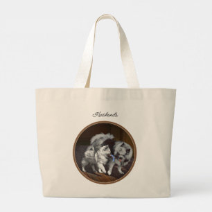 Bolsa Tote Grande Keeshond Painting Playtime — Arte Original De Cach