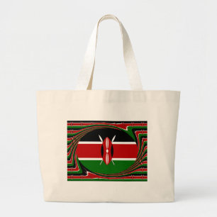Bolsa Tote Grande Kenya Flag Art - Patriotic & Modern Design