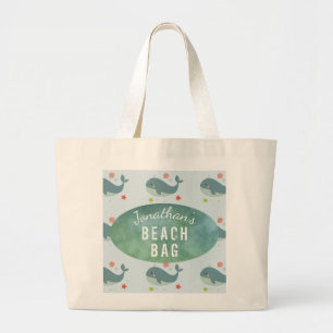 Bolsa Tote Grande Kids Personalizados Name Whale Beach Tote Bag