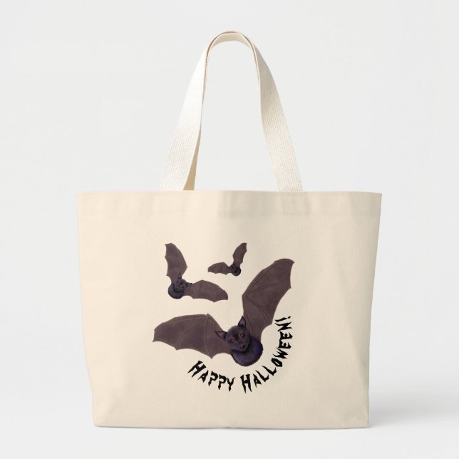 Bolsa Tote Grande KiniArt Bats Halloween (Frente)