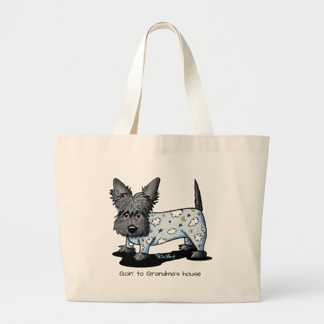 Bolsa Tote Grande KiniArt Scottie Terrier PJs (Frente)
