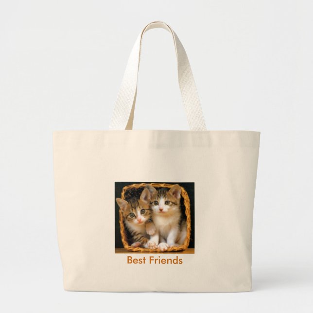 Bolsa Tote Grande kittens2, melhores amigos (Frente)