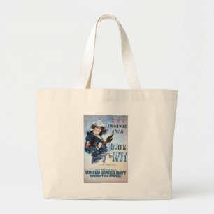 Bolsa Tote Grande KRW que eu desejo que eu era um poster vintage do