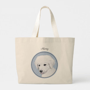 Bolsa Tote Grande Kuvasz Pintando Arte Cachorra Original em Húngaro
