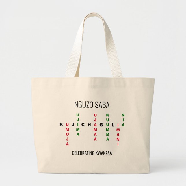 Bolsa Tote Grande Kwanzaa Crossword NGUZO SABA (Frente)