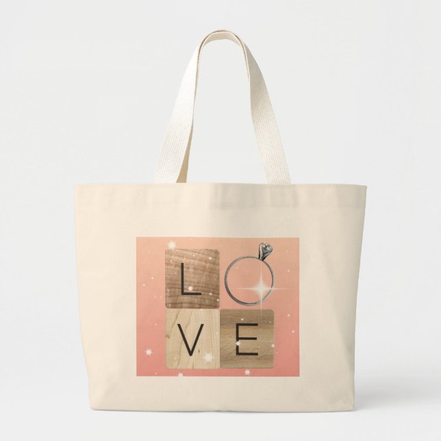Bolsa Tote Grande L-o-v-e Tiles (Frente)