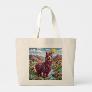 Bolsa Tote Grande Lã Alpaca Por um Córrego de Lã na Montanha