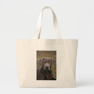 Bolsa Tote Grande Labrador retriever na prata clara rara
