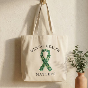 Bolsa Tote Grande Laço Verde Botânico da Saúde Mental