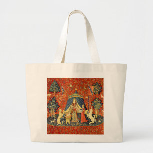 Bolsa Tote Grande Lady e a Arte de Tapeçaria Medieval do Unicórnio