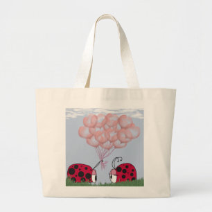 Bolsa Tote Grande Ladybug Adorável Com Buquê De Balão Rosa Bonito