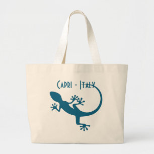 Bolsa Tote Grande Lagarto azul, geko - Faraglioni, Capri, Itália