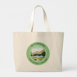 Bolsa Tote Grande Lago Buttermere, Cumbria, England Watercolor