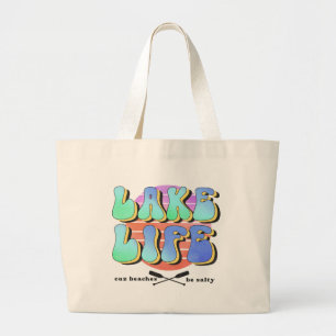 Bolsa Tote Grande Lago retrógrado bonito vida palavra arte salgada p