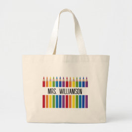 Bolsa Tote Grande Lápis de Professores Coloridos