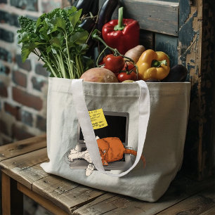 Bolsa Tote Grande Laptop Engraçado de Laranja Cat