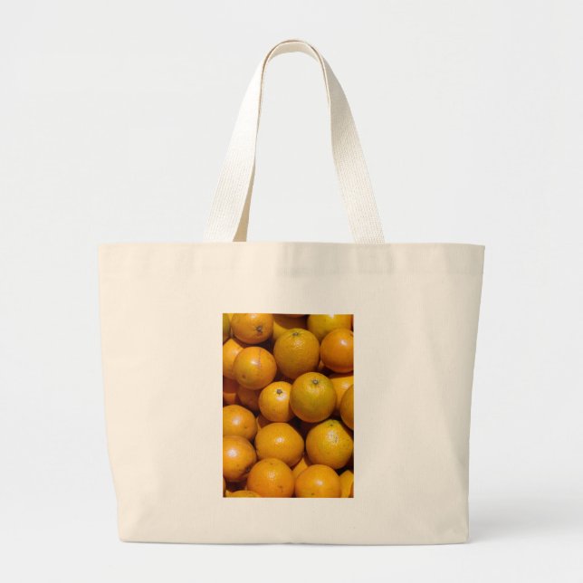 Bolsa Tote Grande Laranja fruta no mercado da Flórida (Frente)