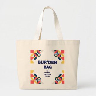 BOLSA TOTE GRANDE LARANJA NAVY GEOMÉTRICO ALGODÃO NATURAL BUR'DEN 