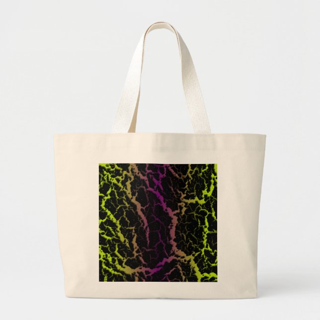 Bolsa Tote Grande Lava de espaço rachada - Limão/Roxo (Frente)