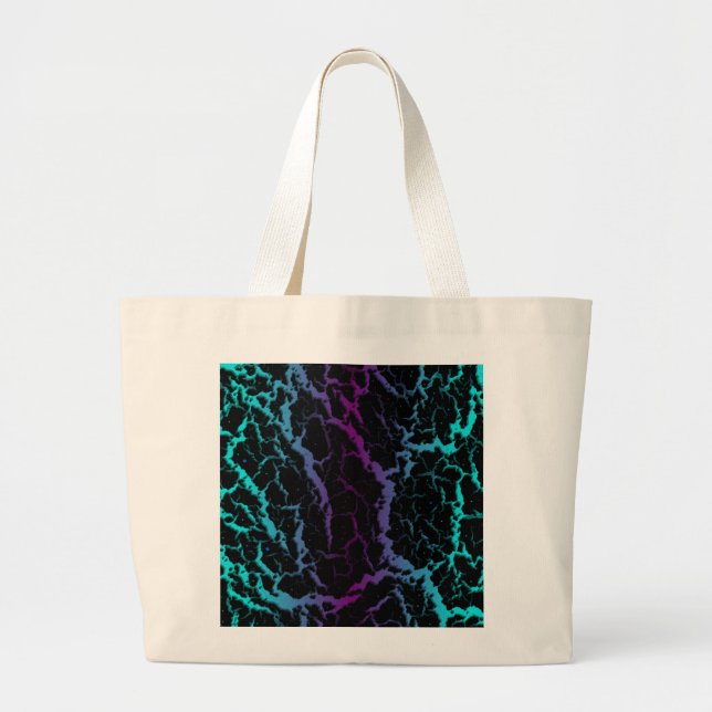 Bolsa Tote Grande Lava do Espaço Cracking - Ciano/Roxo (Frente)