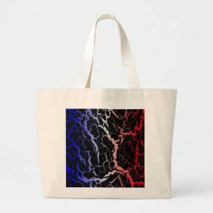 Bolsa Tote Grande Lava do espaço rachado - Azul/Branco/Vermelho