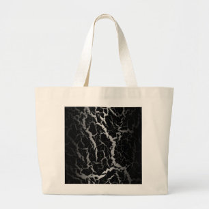 Bolsa Tote Grande Lava do espaço rachado - Branco/Preto