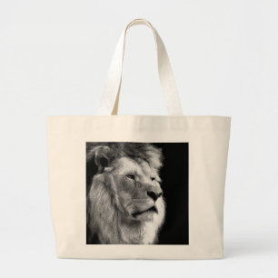 Bolsa Tote Grande Leão branco preto