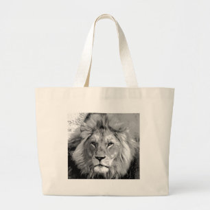 Bolsa Tote Grande Leão branco preto