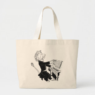 Bolsa Tote Grande Leão que joga o desenho antigo de Louis Wain do