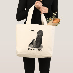 Bolsa Tote Grande Lebreiro bonito do filhote de cachorro com o cão