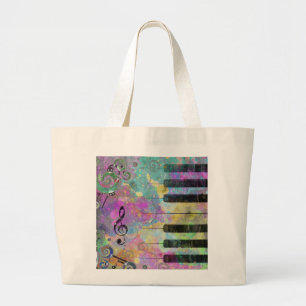 Bolsa Tote Grande Legal aquarelas espalham piano colorido