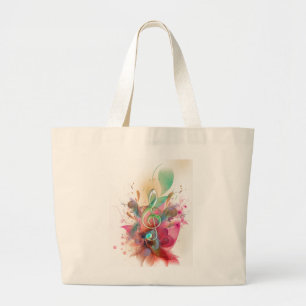 Bolsa Tote Grande Legal aquarelas trible clef music notes swirings