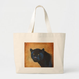Bolsa Tote Grande Legal Jaguar Panther Selvagem Negro Grande Gato