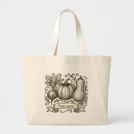 Bolsa Tote Grande Legumes de Outono Personalizados para Fazenda em D