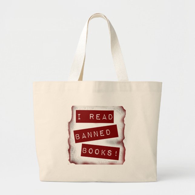 Bolsa Tote Grande Leia o livro de livros banidos Motto (Frente)