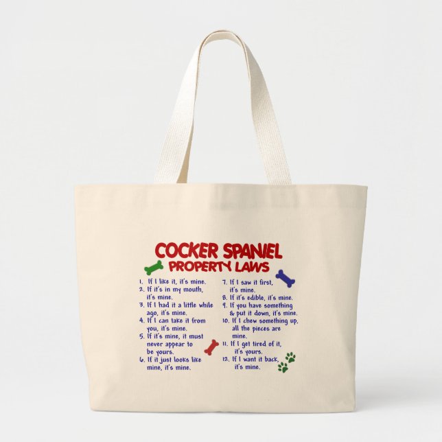 Bolsa Tote Grande Leis 2 da propriedade de COCKER SPANIEL (Frente)