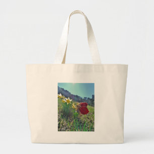 Bolsa Tote Grande Leite e flores amarelas